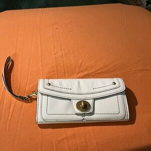 White leather coach wristlet wallet